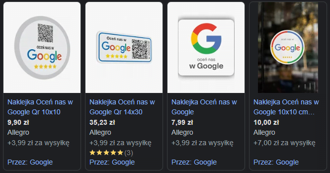 14 naklejki ocen nas w google