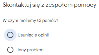 8 kontakt z zespolem pomocy google o usuniecie opinii