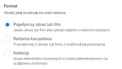 Format reklam na FB
