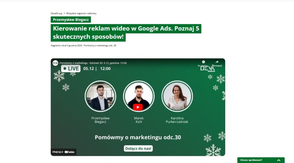 podstrona webinaru