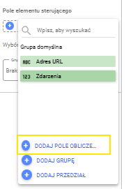 dodaj pole obliczeniowe