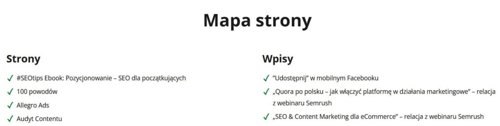 mapa strony html zawartosc