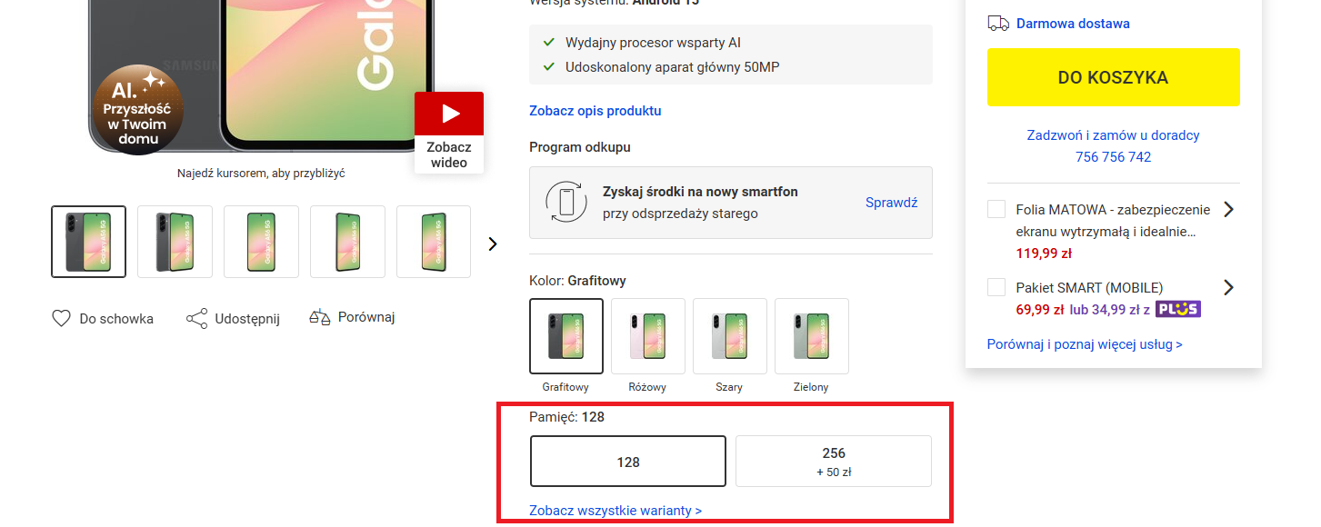 up selling na karcie produktu
