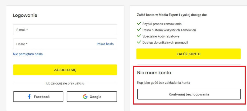 Zakupy jako gość