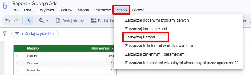 Modyfikowanie filtrów
