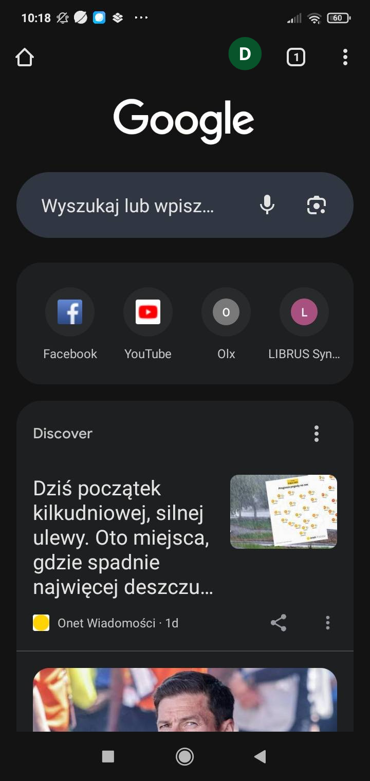 Włączanie Google Discover w przeglądarce na telefonie z systemem Android 3