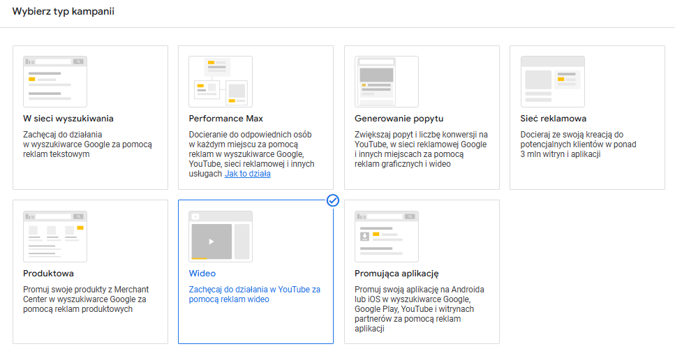Typy kampanii Google Ads