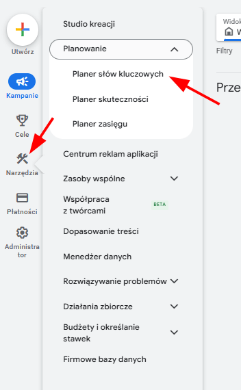 Google Keyword Planner gdzie znalezc