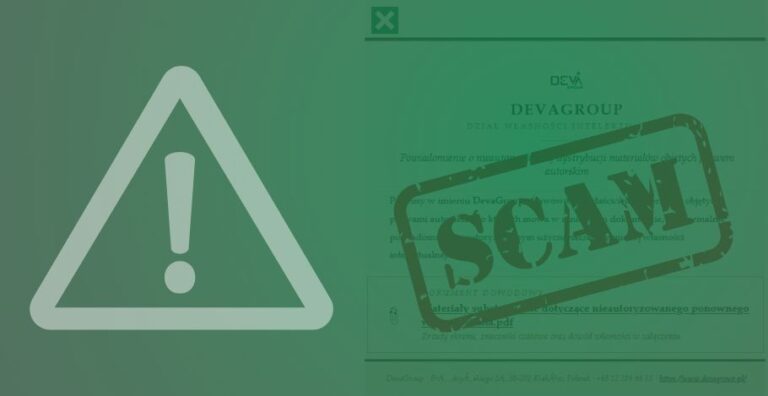 Uwaga na fałszywe wezwania DMCA. Oszuści podszywają się pod DevaGroup!