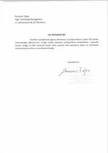 Referencje heigh technology management